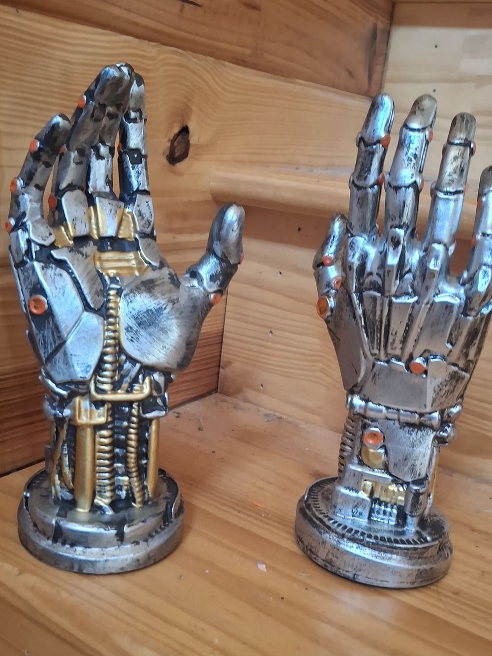 Silver & Gold Robotic Hand Sculpture - Game Holder Or Decorative